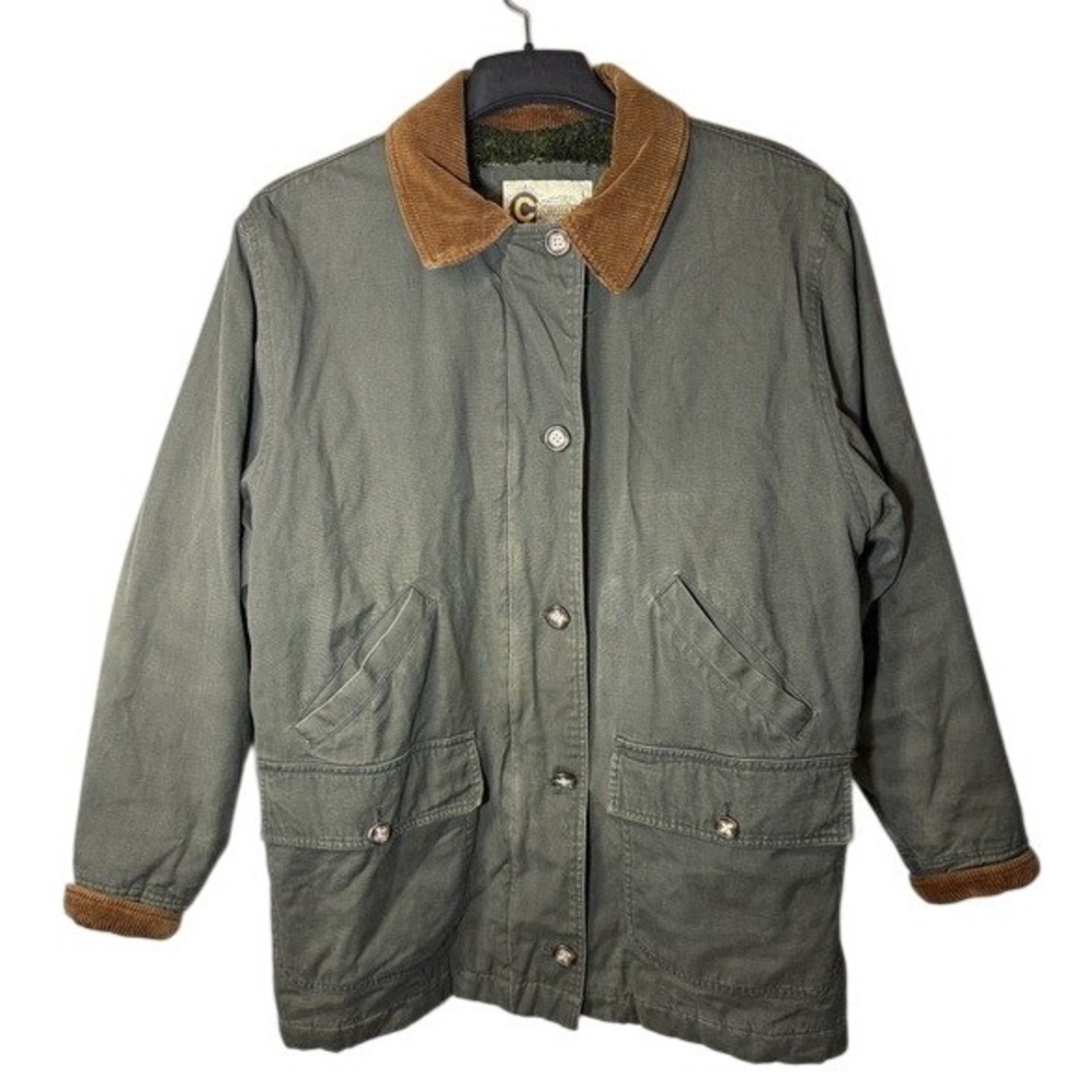 Colebrook & Co Barn Jacket Men's Olive Green Corduroy Trim Field Barn Coat L